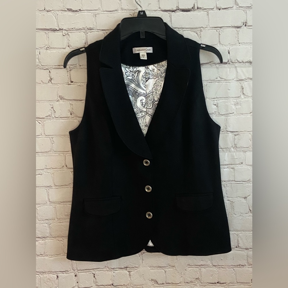 Women’s Coldwater Creek Black Button Up Vest Size 8